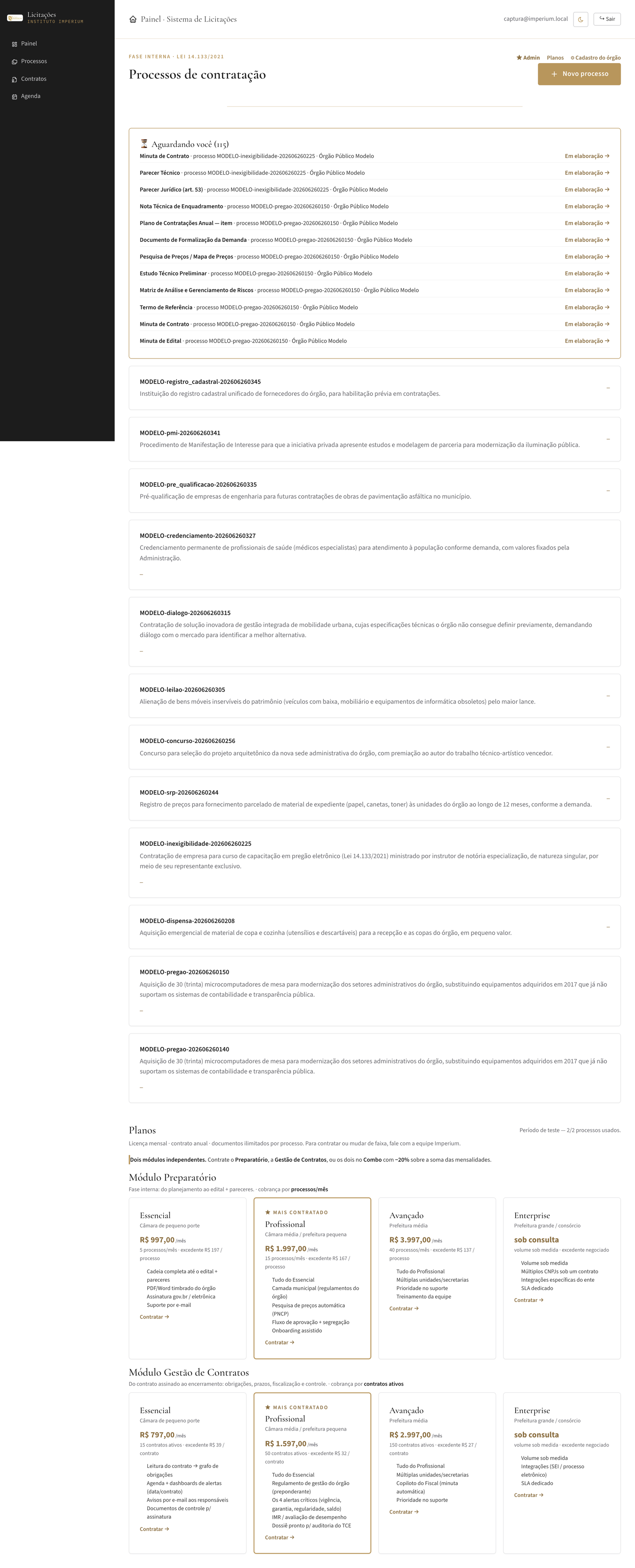 Painel de processos